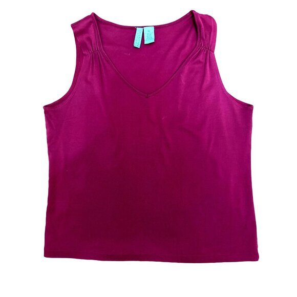 Collection by Cherokee XL Burgundy Dressy Sleeveless V Neck Tank Top Cami - Picture 8 of 8